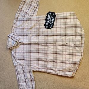 Columbia Large Short Sleeve Plaid Button Down Shirt Tan Orange